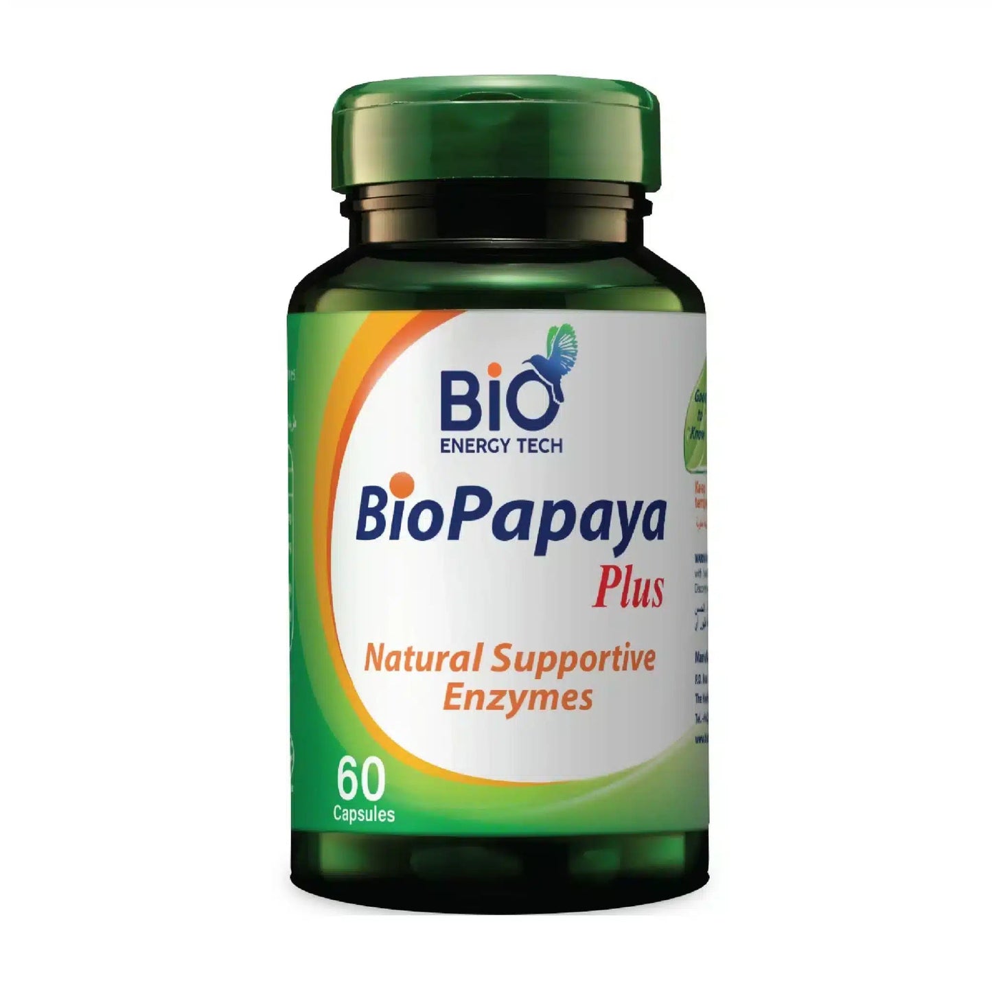 BIO ENERGY TECH BioPapaya Plus - Natural Supportive Enzymes - 60 Capsules