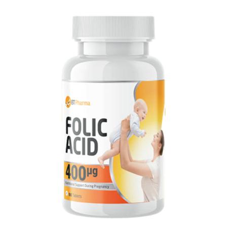 BT PHARMA Folic Acid 400 Mcg - 90 Tablets