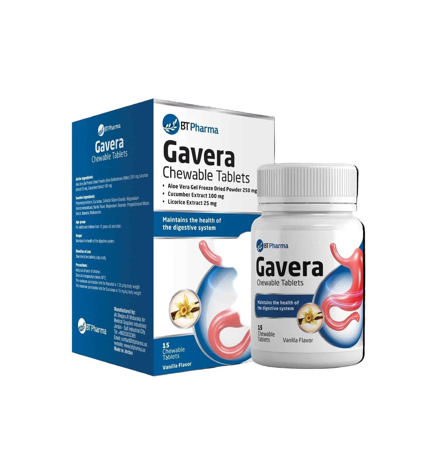 BT PHARMA GAVERA CHEWABLE TABLETS – VANILLA FLAVOR 15 chewable tablets