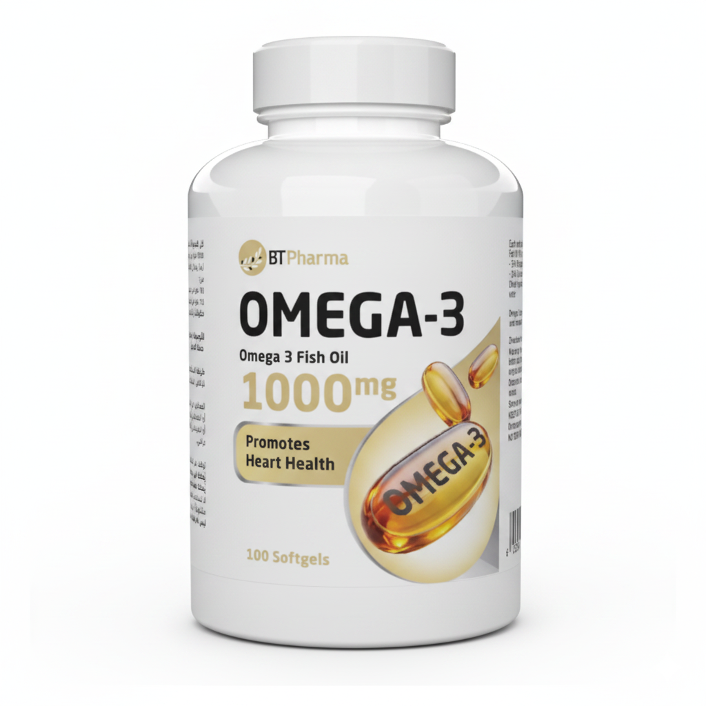 BT Pharma Omega-3 Fish Oil 1000mg 100 Softgels Heart Health Supplement