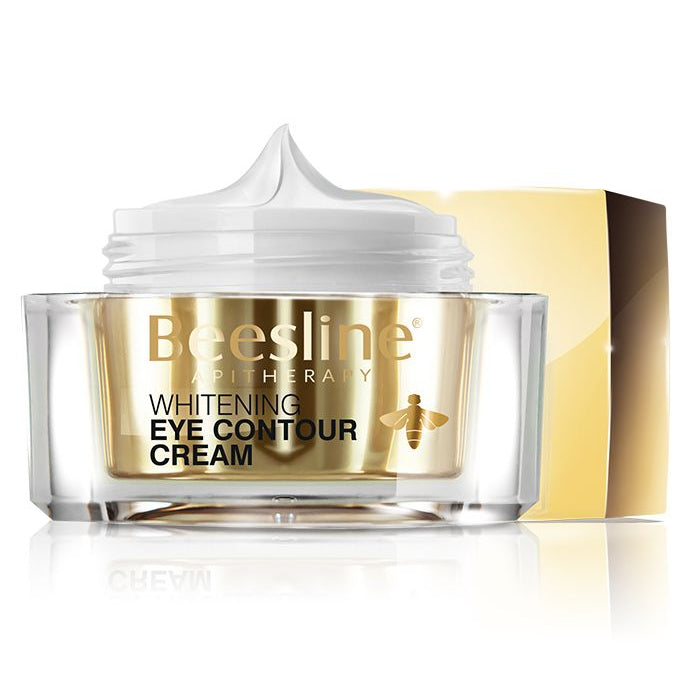 Beesline Whitening Eye Contour Cream 15ml for dark circles, puffiness, and hydration.