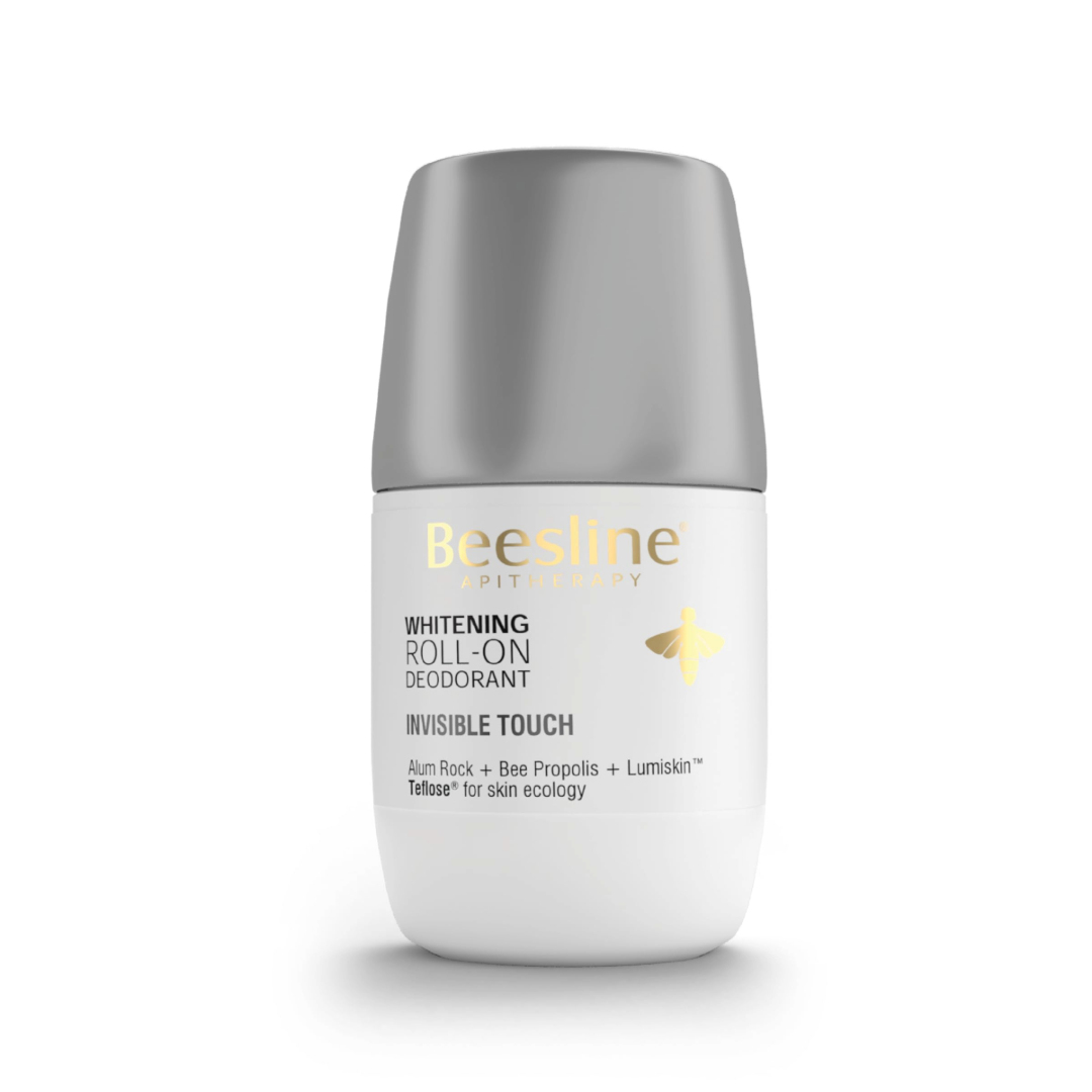 Beesline Whitening Roll-On Deodorant Invisible Touch 50ml anti-perspirant with invisible stain protection and brightening care.