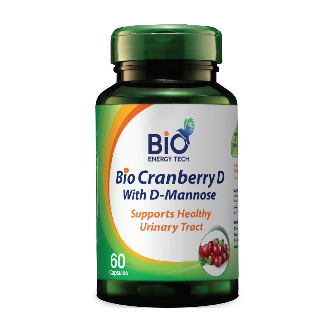 Bio Energy Tech BioCranberry D with D-Mannose 60 Capsules for urinary tract health support.