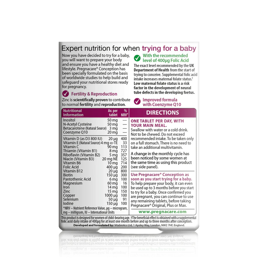 VITABIOTICS PREGNACARE CONCEPTION 30 Tablets