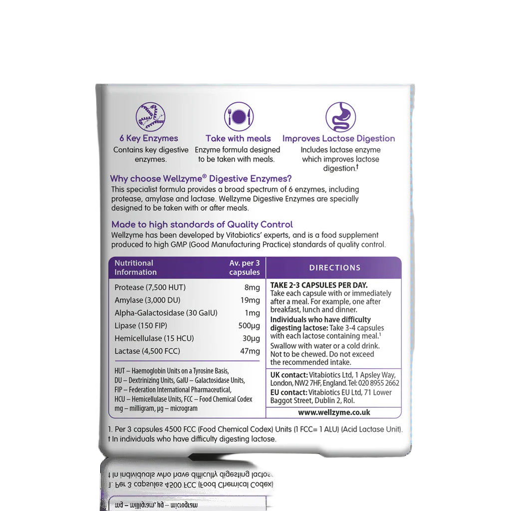 VITABIOTICS WELLZYME DIGESTIVE ENZYMES 60 Capsules