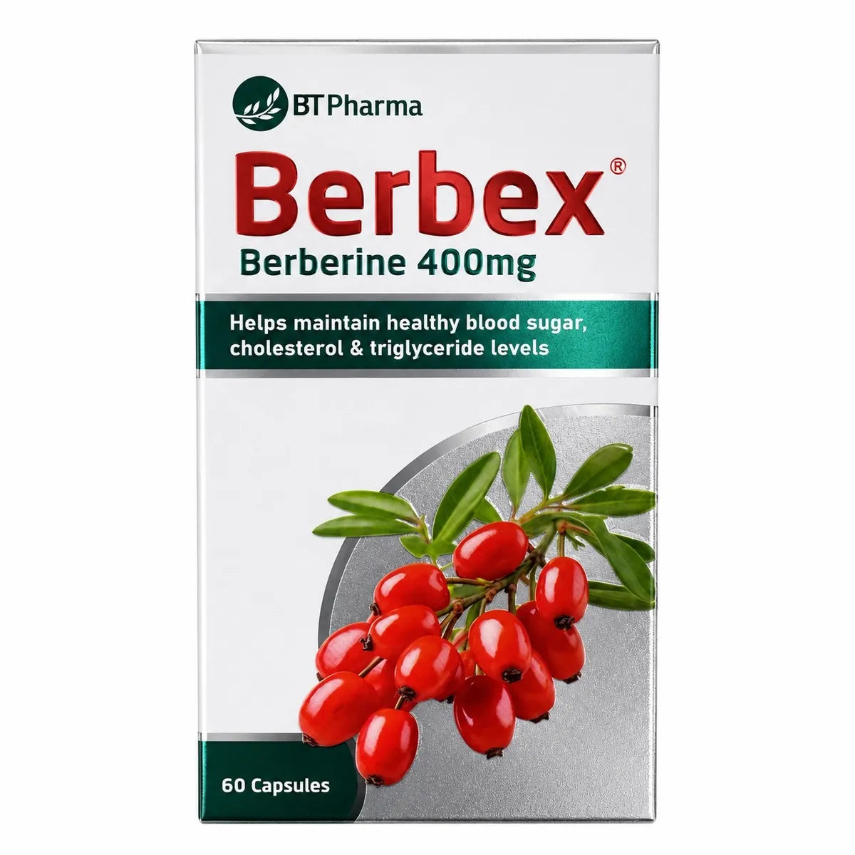 BT Pharma Berbex Berberine 400mg 60 Capsules Metabolic Health Supplement
