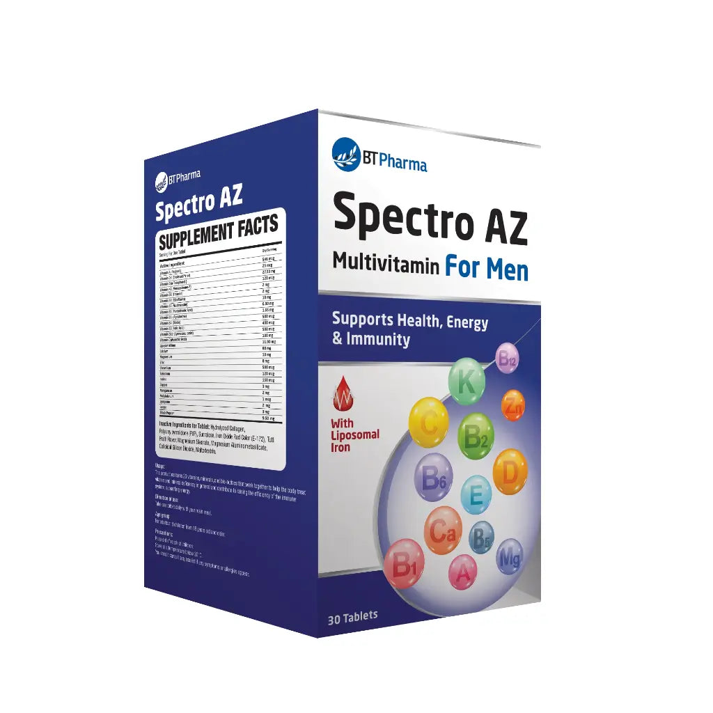 BT Pharma Spectro AZ Multivitamin For Men 30 Tablets Energy and Immunity Support