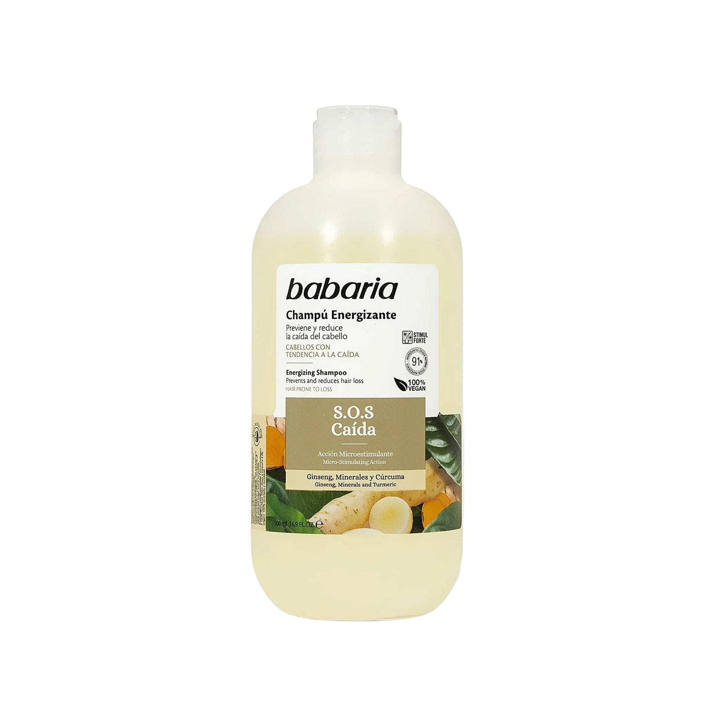 Babaria S.O.S Caída Energizing Shampoo (Ginseng, Minerals & Turmeric) – 500 ml
