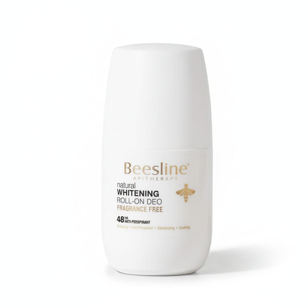 Beesline Natural Whitening Roll-On Deo Fragrance Free 50ml whitening anti-perspirant deodorant for sensitive skin.
