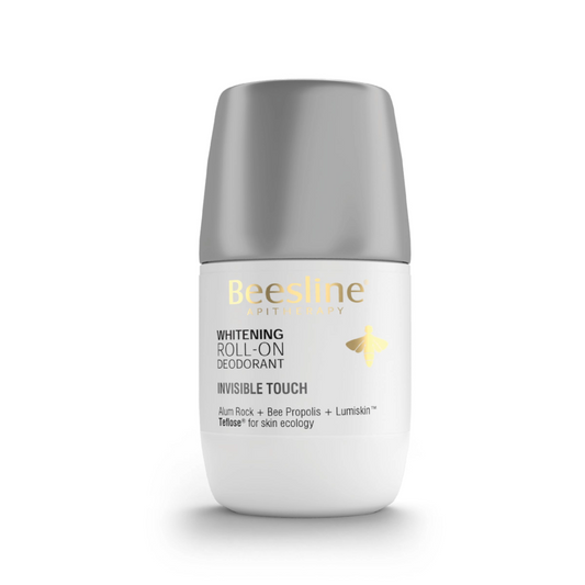Beesline Whitening Roll-On Deodorant Invisible Touch 50ml anti-perspirant with invisible stain protection and brightening care.
