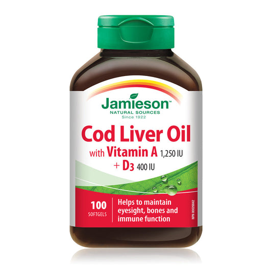 JAMIESON Cod Liver Oil with Vitamin A and D3 100  Softgels