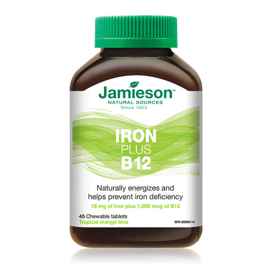 JAMIESON Iron Plus B12 45 Chewable Tablets