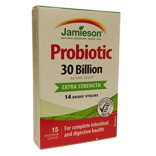 JAMIESON Probiotics Extra Strength 30 Billion - 15 Vegetarian Capsules