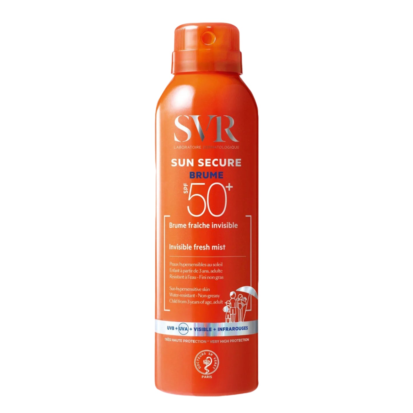 بخاخ SVR Sun Secure SPF 50+ - بخاخ منعش غير مرئي - 200 مل