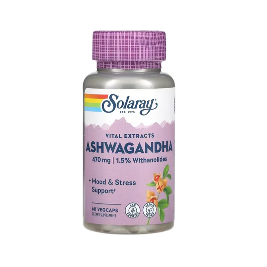 Solaray Ashwagandha Vital Extracts 470 mg (1.5% Withanolides) – 60 VegCaps