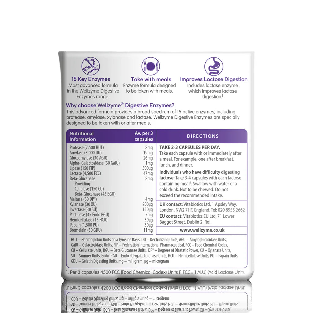 VITABIOTICS WELLZYME ADVANCED FORMULA – DIGESTIVE ENZYMES 60 Capsules